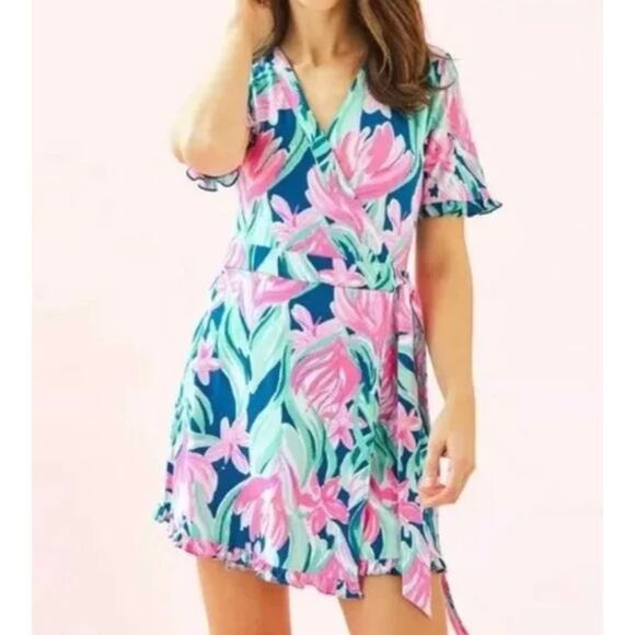 Lilly Pulitzer Liddy Romper Dress Mr Peacock Blue Dream A Little Dream XS - Picture 1 of 7